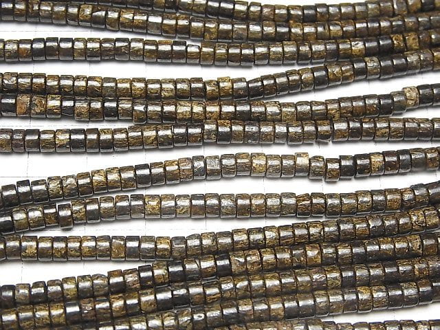 [Video] Bronzite Roundel (Heishi )4x4x2mm 1strand beads (aprx.15inch/37cm)