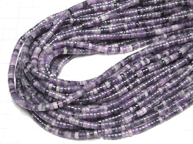 [Video] Lepidolite AA+ Roundel (Heishi )4x4x2mm 1strand beads (aprx.14inch/35cm)