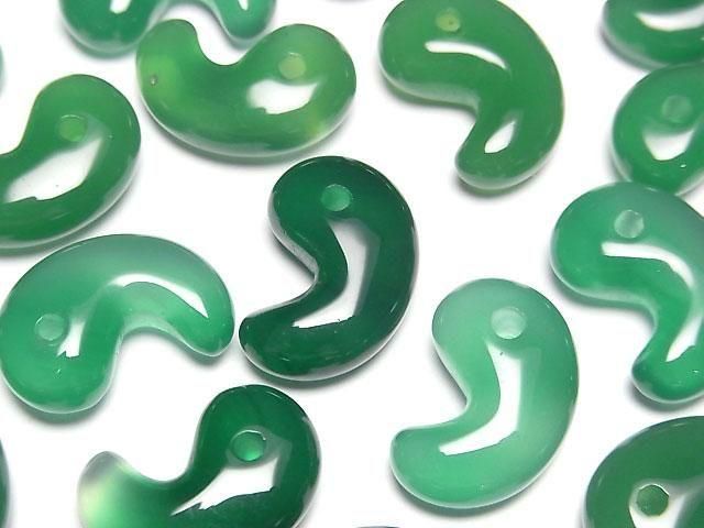 [Video] Green Onyx AAA Comma Shaped Bead 18x12mm 3pcs