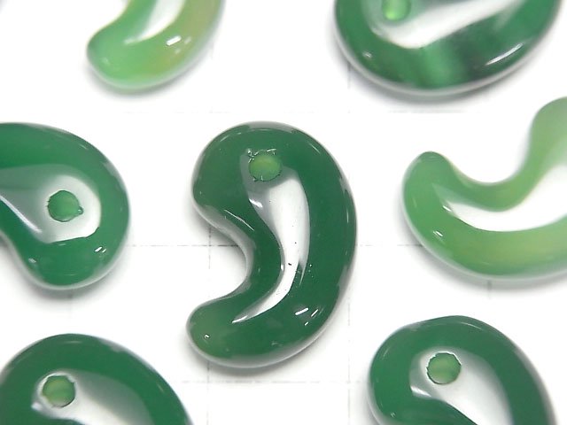 [Video]Green Onyx AAA Comma Shaped Bead 18x12x7mm 2pcs