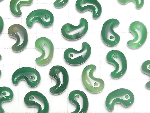 [Video]Green Onyx AAA Comma Shaped Bead 18x12x7mm 2pcs