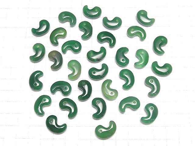 [Video]Green Onyx AAA Comma Shaped Bead 18x12x7mm 2pcs