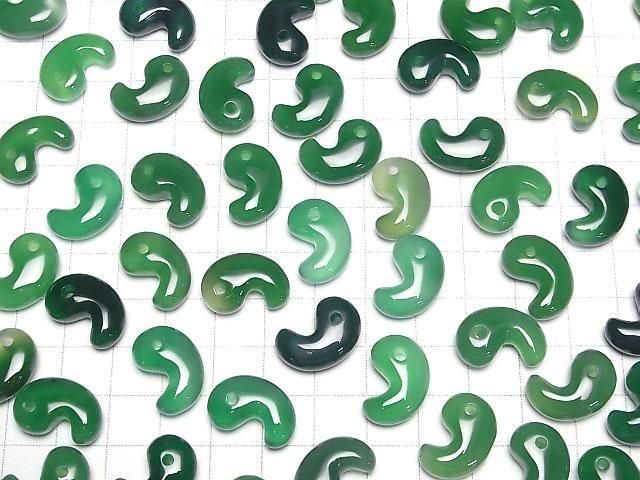 [Video] Green Onyx AAA Comma Shaped Bead 18x12mm 3pcs