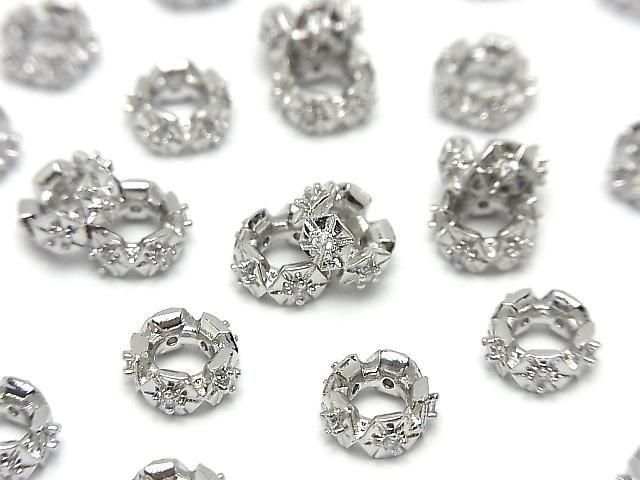 [Video] Metal parts Rondelle 8x8x3mm Silver color (with CZ) 2pcs