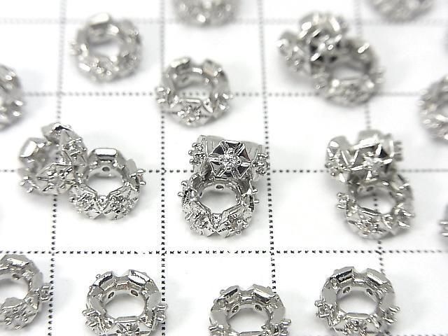 [Video] Metal parts Rondelle 8x8x3mm Silver color (with CZ) 2pcs