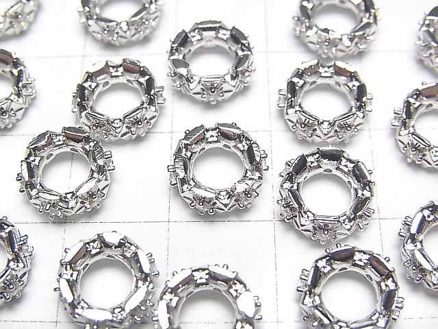 [Video]Metal parts Roundel 10x10x4mm Silver color (with CZ) 2pcs