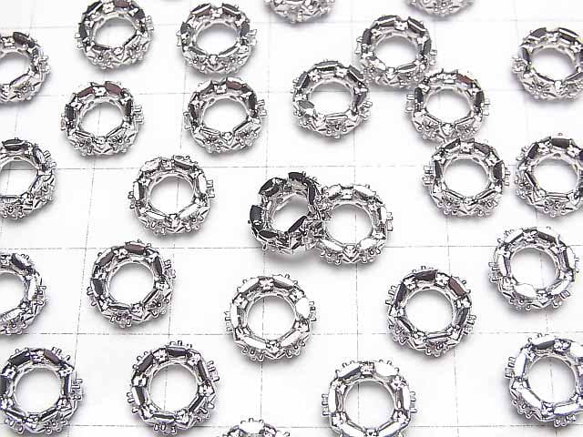 [Video]Metal parts Roundel 10x10x4mm Silver color (with CZ) 2pcs