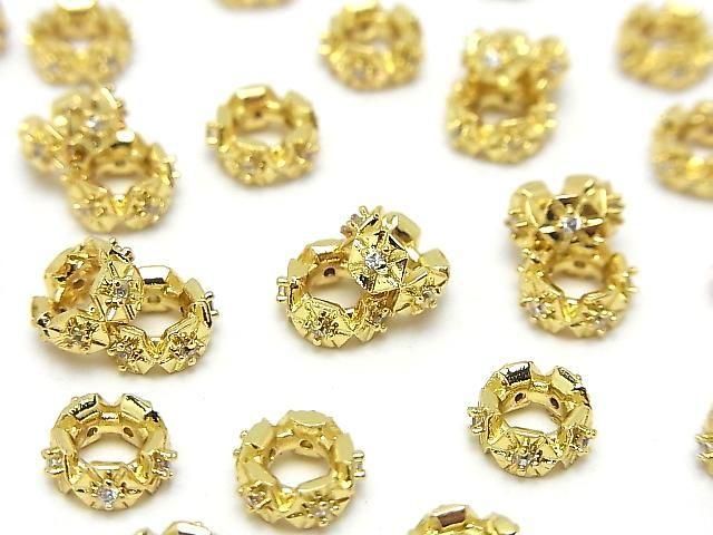[Video] Metal parts Rondelle 8x8x3mm Gold color (with CZ) 2pcs