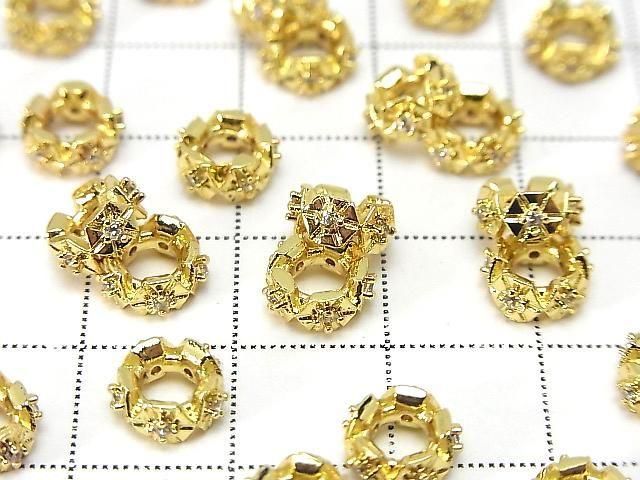 [Video] Metal parts Rondelle 8x8x3mm Gold color (with CZ) 2pcs