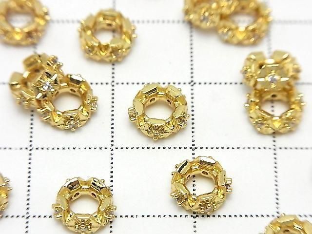 [Video] Metal parts Rondelle 8x8x3mm Gold color (with CZ) 2pcs