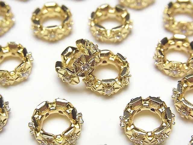 [Video] Metal Parts Rondelle 10x10x4mm Gold Color (with CZ) 2pcs