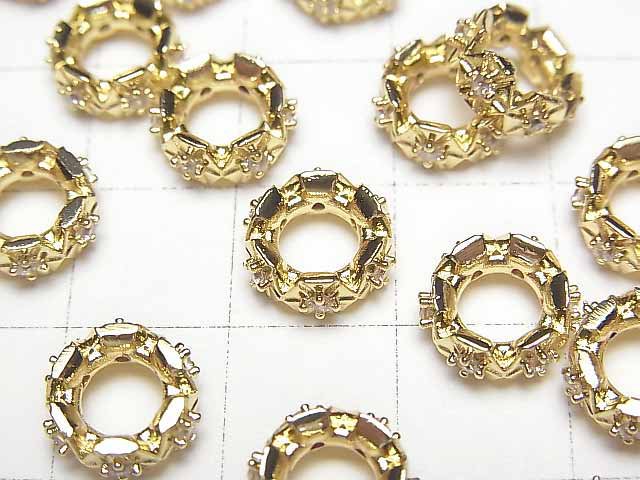 [Video]Metal Parts Roundel 10x10x4mm Gold Color (with CZ) 2pcs