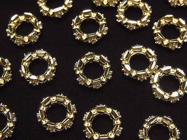 [Video]Metal Parts Roundel 10x10x4mm Gold Color (with CZ) 2pcs