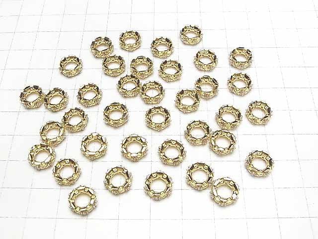 [Video]Metal Parts Roundel 10x10x4mm Gold Color (with CZ) 2pcs