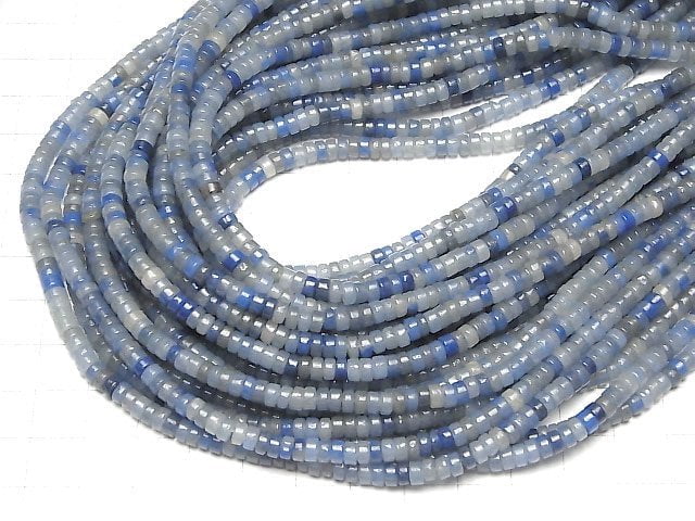 [Video]Brazilian Blue Quartz Roundel (Heishi )4x4x2mm 1strand beads (aprx.15inch/36cm)