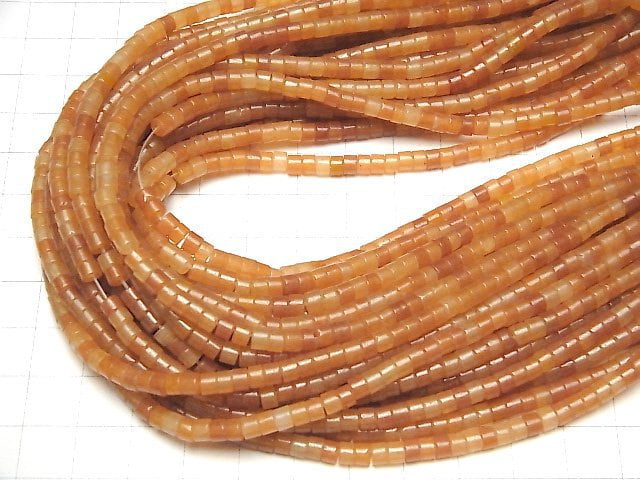 [Video Orange Aventurine Roundel (Heishi )4x4x2mm 1strand beads (aprx.15inch/36cm)