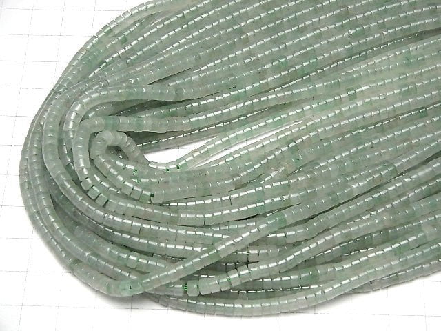 [Video] Green Aventurine Rondelle (Heishi )4x4x2mm 1strand beads (aprx.15inch/36cm)
