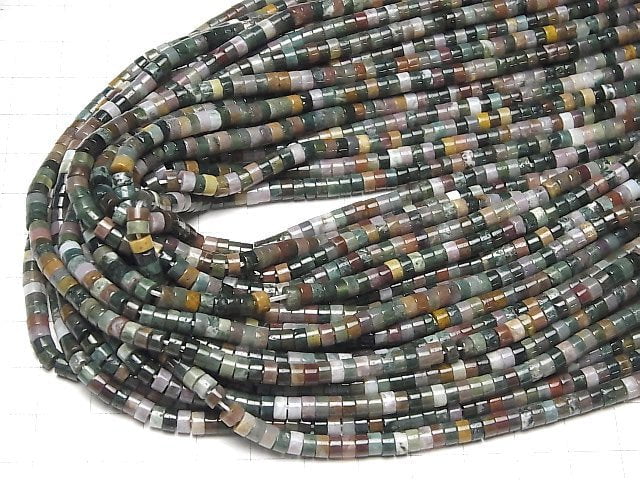 [Video] Indian Agate Roundel (Heishi )4x4x2mm 1strand beads (aprx.15inch/36cm)