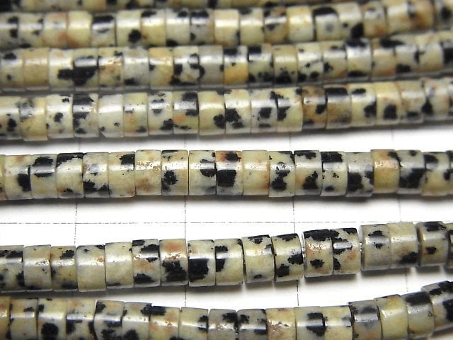 [Video]Dalmatian Jasper Roundel (Heishi )4x4x2mm 1strand beads (aprx.15inch/36cm)