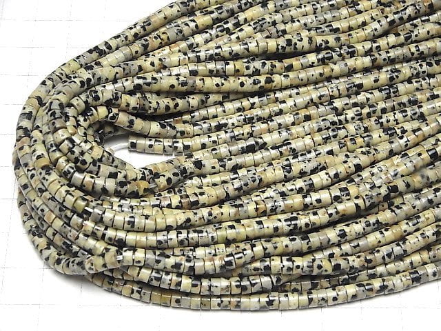 [Video]Dalmatian Jasper Roundel (Heishi )4x4x2mm 1strand beads (aprx.15inch/36cm)