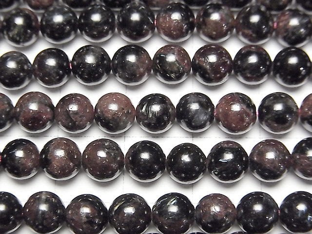 [Video] Nuumite in Garnet Round 6mm 1strand beads (aprx.15inch/38cm)