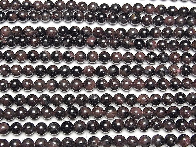 [Video] Nuumite in Garnet Round 6mm 1strand beads (aprx.15inch/38cm)