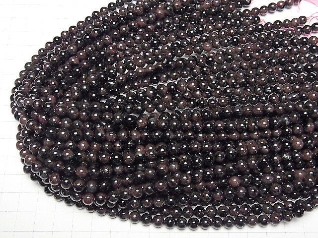 [Video] Nuumite in Garnet Round 6mm 1strand beads (aprx.15inch/38cm)