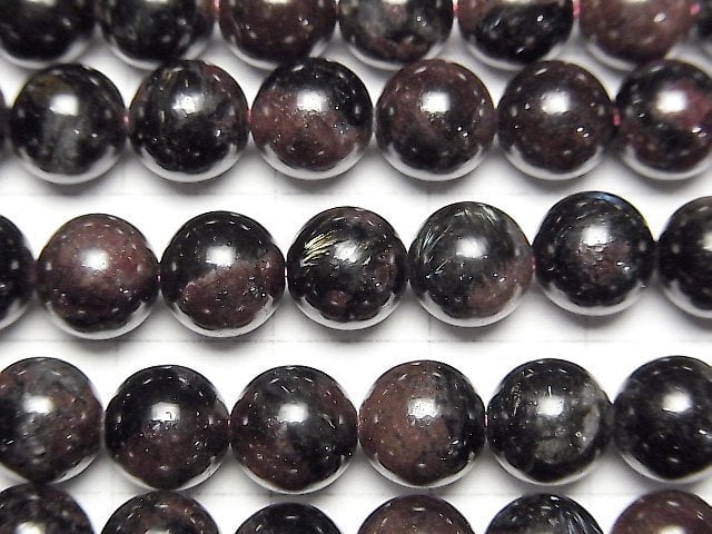 [Video] Nuumite in Garnet Round 8mm 1strand beads (aprx.15inch/37cm)