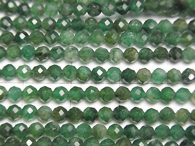 [Video]High Quality! Green Mica In Quartz AA++ Faceted Round 3mm 1strand beads (aprx.15inch/37cm)