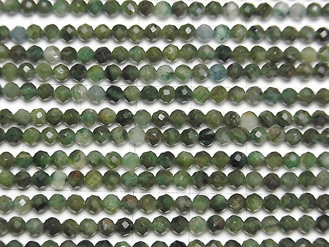 [Video]High Quality! Green Mica In Quartz AA+ Faceted Round 3mm 1strand beads (aprx.15inch/37cm)