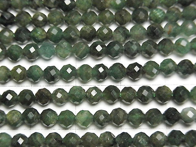 [Video]High Quality! Green Mica In Quartz AA+ Faceted Round 4mm 1strand beads (aprx.15inch/37cm)