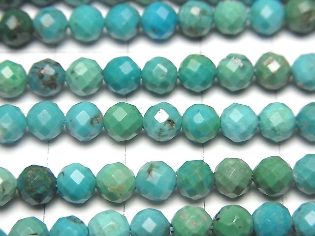 [Video]High Quality! Turquoise AA++ Faceted Round 5mm half or 1strand beads (aprx.15inch/36cm)