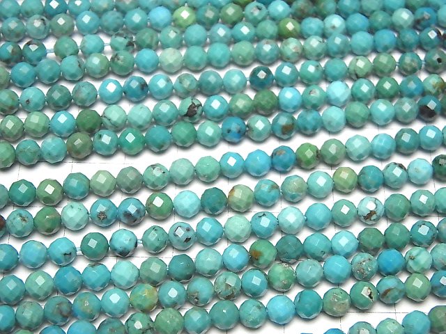 [Video]High Quality! Turquoise AA++ Faceted Round 5mm half or 1strand beads (aprx.15inch/36cm)