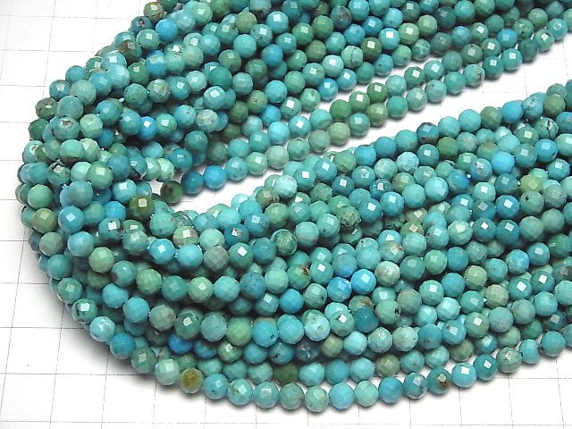 [Video]High Quality! Turquoise AA++ Faceted Round 5mm half or 1strand beads (aprx.15inch/36cm)