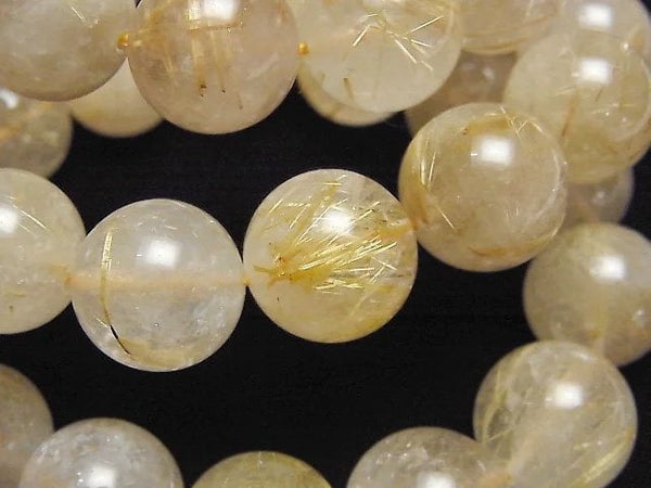 Accessories, Bracelet, Round, Rutilated Quartz Gemstone Beads