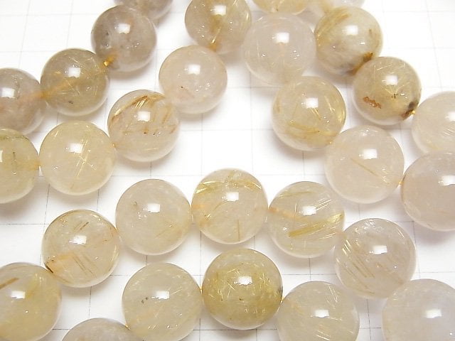 [Video] Rutilated Quartz AA Round 14mm Bracelet