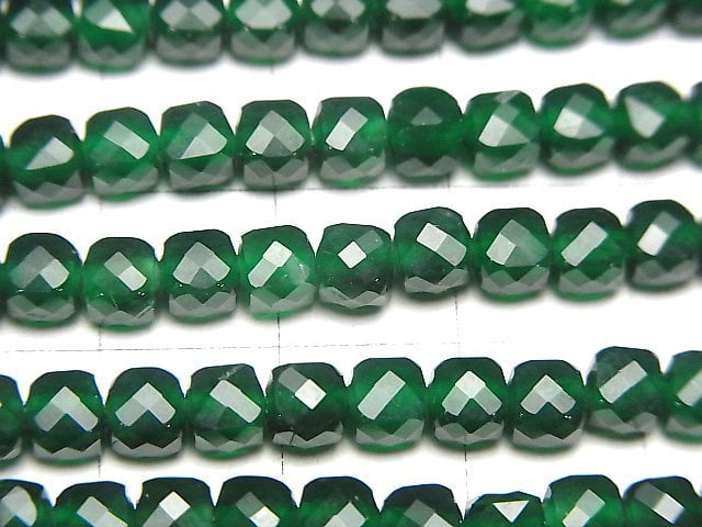 High Quality! Green Onyx AAA Cube Shape 4x4x4mm 1strand beads (aprx.15inch/36cm)