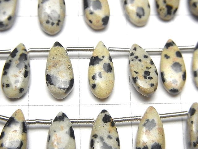 [Video]Dalmatian Jasper Pear shape (Smooth) 12x5mm 1strand (18pcs )