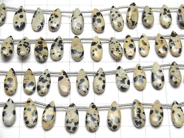 [Video]Dalmatian Jasper Pear shape (Smooth) 12x5mm 1strand (18pcs )