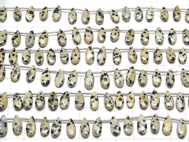 [Video]Dalmatian Jasper Pear shape (Smooth) 12x5mm 1strand (18pcs )