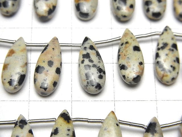 [Video]Dalmatian Jasper Pear shape (Smooth) 15x6mm half or 1strand (18pcs )