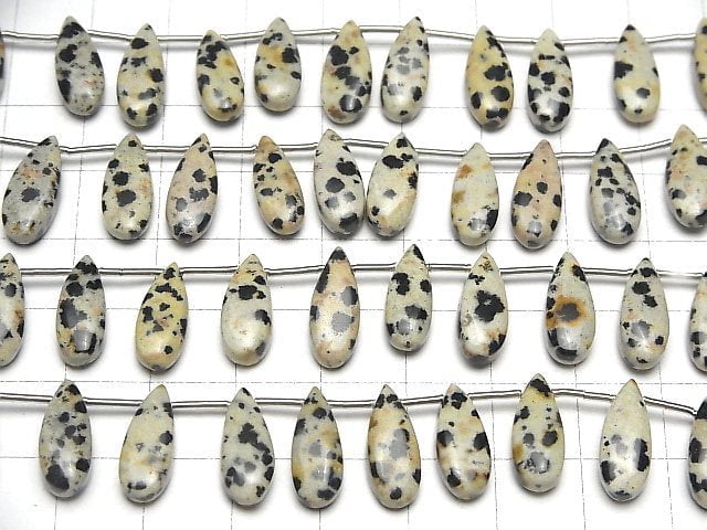 [Video]Dalmatian Jasper Pear shape (Smooth) 15x6mm half or 1strand (18pcs )