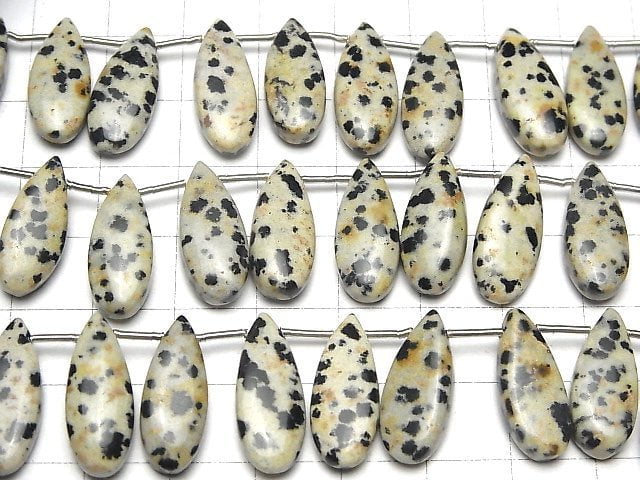 [Video]Dalmatian Jasper Pear shape (Smooth) 20x8mm half or 1strand (8pcs )