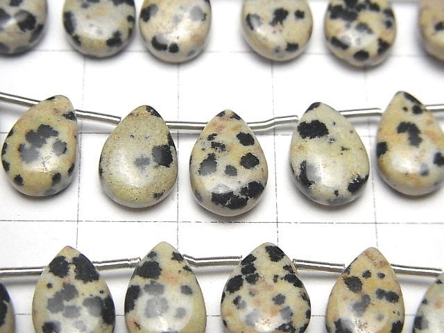 [Video]Dalmatian Jasper Pear shape (Smooth) 12x8mm half or 1strand (18pcs )