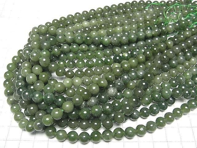 [Video] Russian Nephrite Jade AA++ Round 8mm half or 1-strand beads (approx. 15 inches/36 cm)