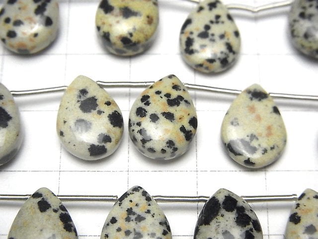 [Video]Dalmatian Jasper Pear shape (Smooth) 14x10mm half or 1strand (8pcs )