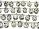 [Video]Dalmatian Jasper Pear shape (Smooth) 14x10mm half or 1strand (8pcs )