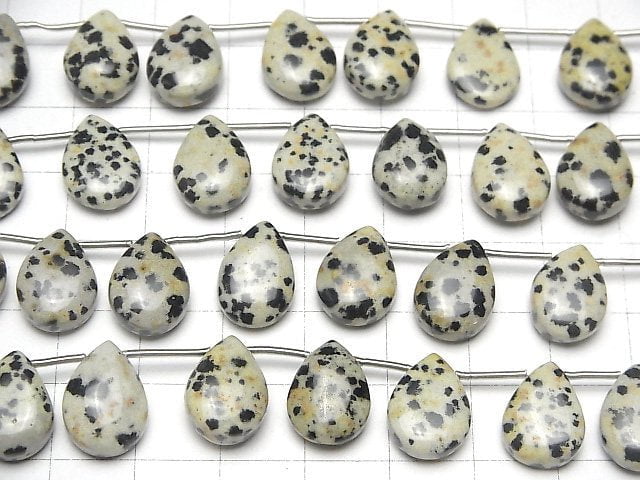 [Video]Dalmatian Jasper Pear shape (Smooth) 14x10mm half or 1strand (8pcs )