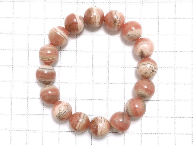 [Video][One of a kind] Argentina Rhodochrosite AA++ Round 12mm Bracelet NO.225