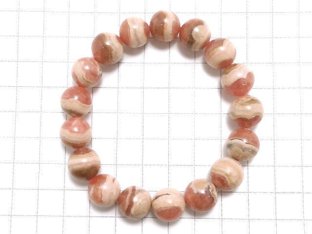 [Video][One of a kind] Argentina Rhodochrosite AA++ Round 12mm Bracelet NO.228